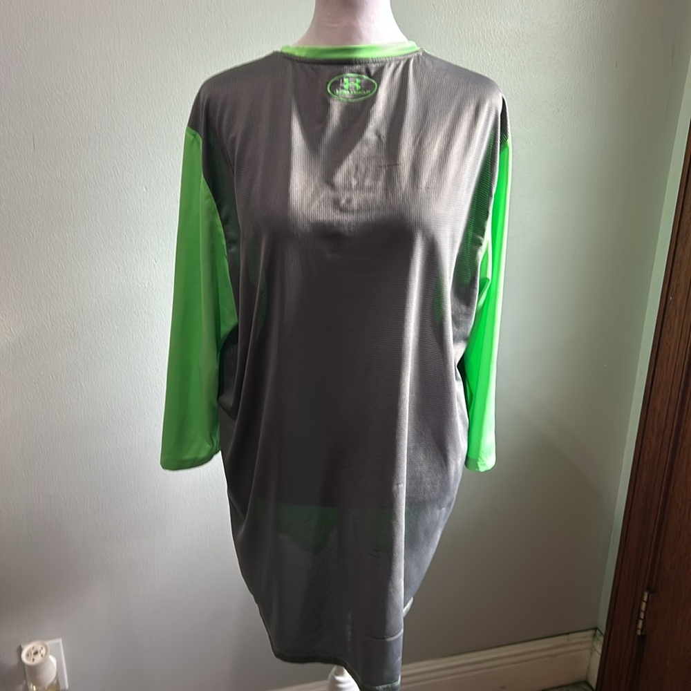 [Under Armour] Bright Green/Gray Athletic Shirt - Size XL - Picture 3 of 5
